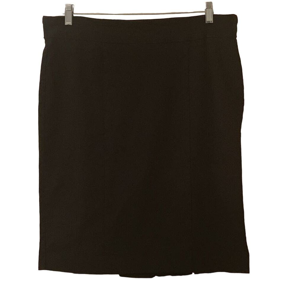 Briggs Women's Black Straight Stretch Pencil Skirt with Back Pleats, Size 16